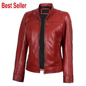 Lambskin Leather Jacket Women's Tailored Fit All-Season Stylish